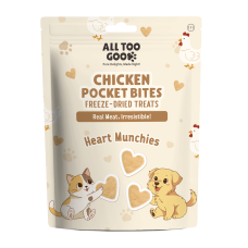 All Too Good Chicken Pocket Bites Freeze-Dried Treats Heart Munchies 78g, ATG-PB-111, cat Treats, All Too Good, cat Food, catsmart, Food, Treats